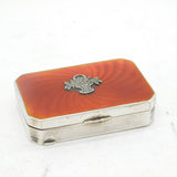 Sterling Silver, Red Guilloche Enamel, Marcasite Compact Box Antique 1928 Deco