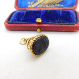 9ct Gold Carved Onyx Centurion Fob Seal Pendant Vintage 1983 London