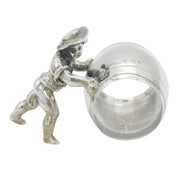 Sterling Silver Cast Novelty Barrel Worker Napkin Ring Vintage 1965 London