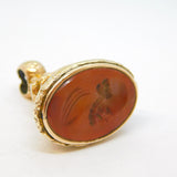 George III Gold Cased Carnelian Agate Intaglio Hunting Scene Fob Antique c1820