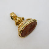 George III Gold Cased Carnelian Agate Intaglio Hunting Scene Fob Antique c1820