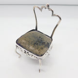 Edwardian Sterling Silver Dining Chair Novelty Pin Cushion Antique 1905