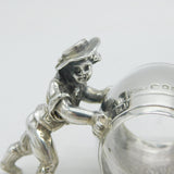 Sterling Silver Cast Novelty Barrel Worker Napkin Ring Vintage 1965 London