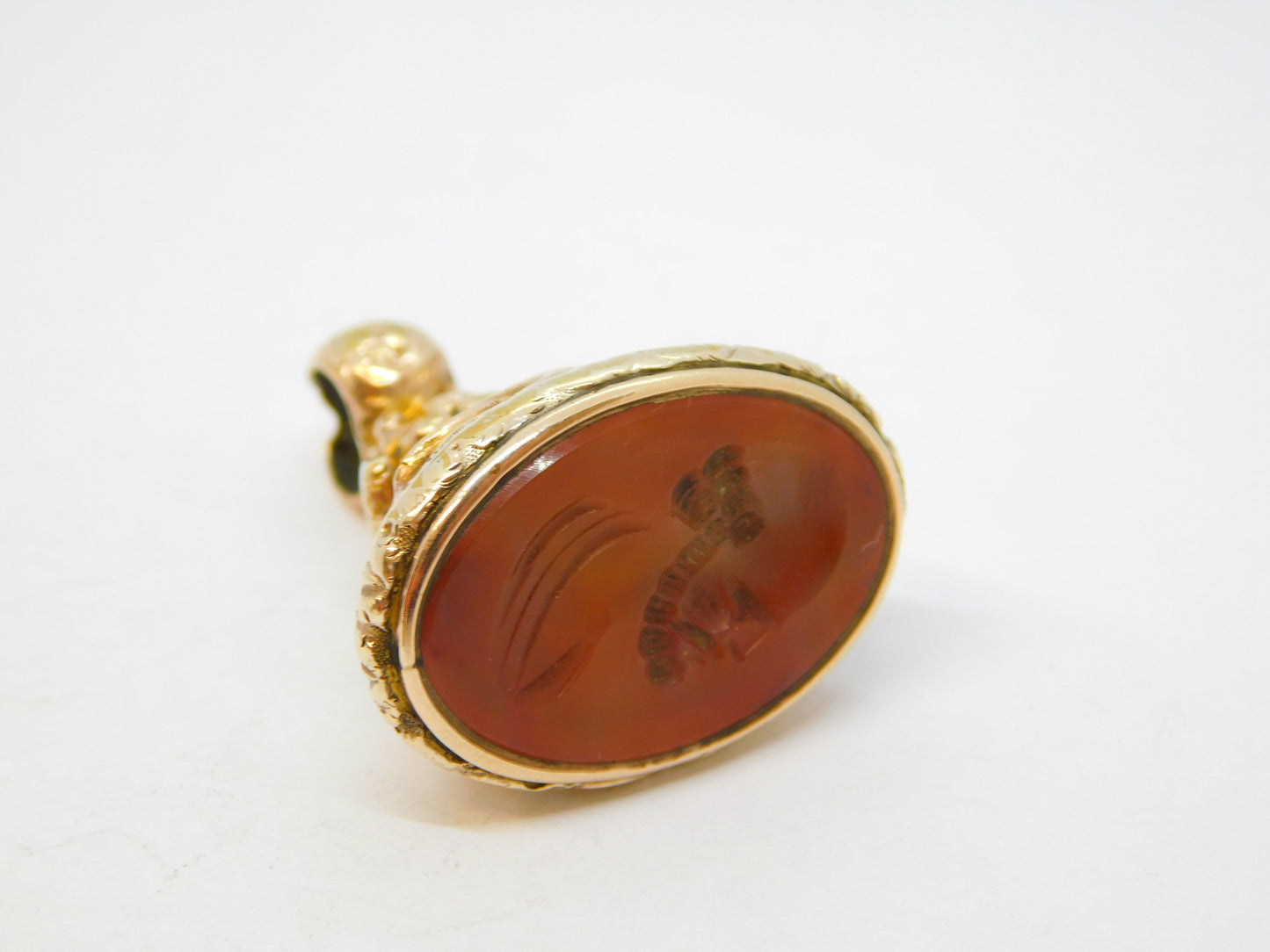 George III Gold Cased Carnelian Agate Intaglio Hunting Scene Fob Antique c1820