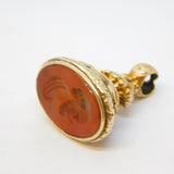 George III Gold Cased Carnelian Agate Intaglio Hunting Scene Fob Antique c1820