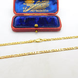 Italian 9ct Yellow Gold Figaro Link Chain Necklace 24" Length Vintage c1970