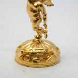 9ct Yellow Gold Large Winged Cherub Onyx Set Fob Pendant Vintage 1974 London