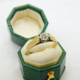 9ct Yellow Gold & 0.1ct Solitaire Set Dress Ring Vintage 1950 Birmingham