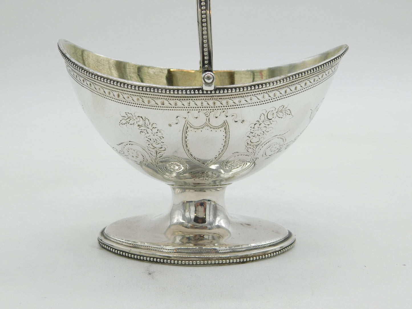 George III Sterling Silver Floral Swing Handle Sugar Basket Antique 1786 London