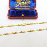 Italian 9ct Yellow Gold Figaro Link Chain Necklace 24" Length Vintage c1970