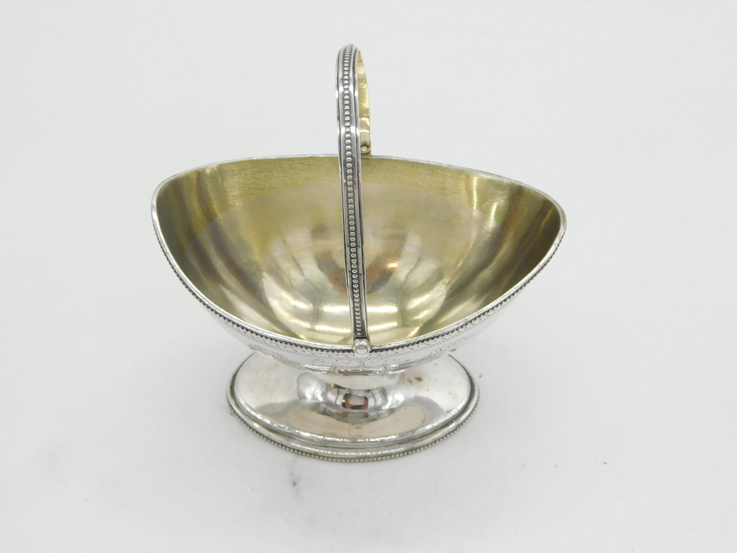 George III Sterling Silver Floral Swing Handle Sugar Basket Antique 1786 London