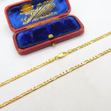 Italian 9ct Yellow Gold Figaro Link Chain Necklace 24" Length Vintage c1970