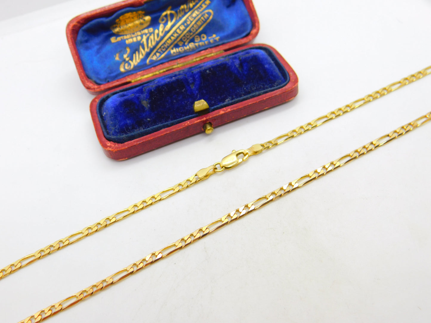 Italian 9ct Yellow Gold Figaro Link Chain Necklace 24" Length Vintage c1970