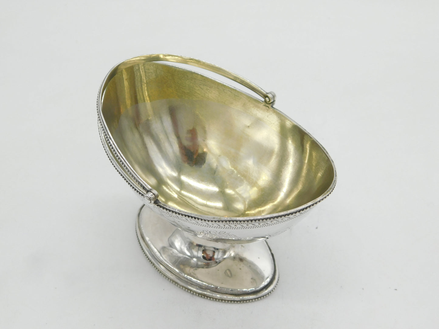 George III Sterling Silver Floral Swing Handle Sugar Basket Antique 1786 London