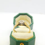 9ct Yellow Gold & 0.1ct Solitaire Set Dress Ring Vintage 1950 Birmingham