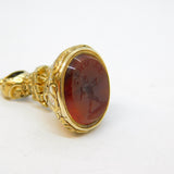 George III Rolled Gold Carnelian 'Le Vivit' 'The Humble' Intaglio Fob Antique