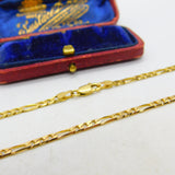 Italian 9ct Yellow Gold Figaro Link Chain Necklace 24" Length Vintage c1970
