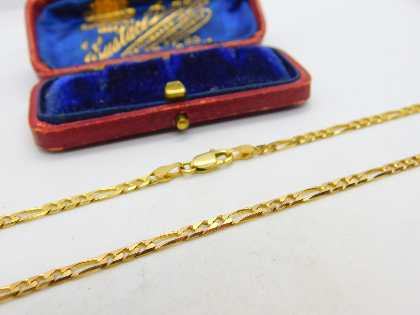 Italian 9ct Yellow Gold Figaro Link Chain Necklace 24" Length Vintage c1970