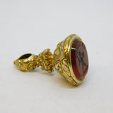 George III Rolled Gold Carnelian 'Le Vivit' 'The Humble' Intaglio Fob Antique