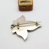 Victorian Scottish Sterling Silver Malachite Leaf Brooch Pin c1860 Antique