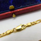 Italian 9ct Yellow Gold Figaro Link Chain Necklace 24" Length Vintage c1970