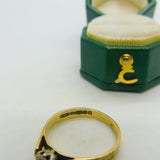 9ct Yellow Gold & 0.1ct Solitaire Set Dress Ring Vintage 1950 Birmingham