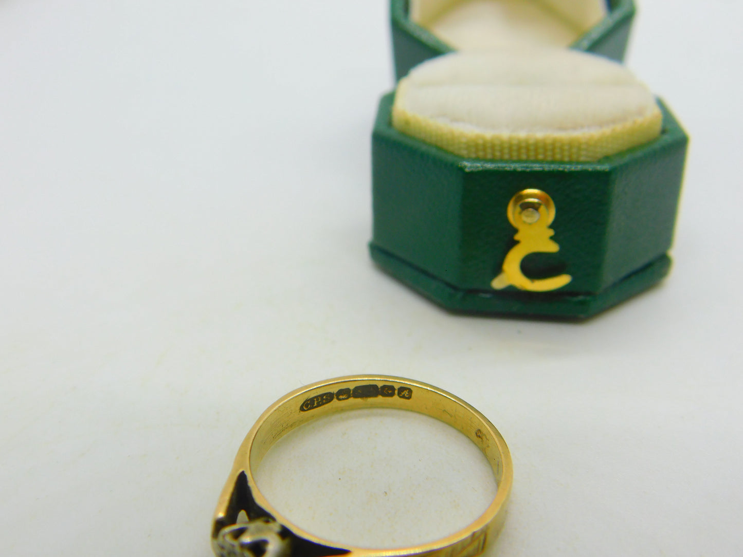 9ct Yellow Gold & 0.1ct Solitaire Set Dress Ring Vintage 1950 Birmingham
