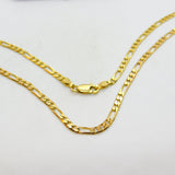 Italian 9ct Yellow Gold Figaro Link Chain Necklace 24" Length Vintage c1970
