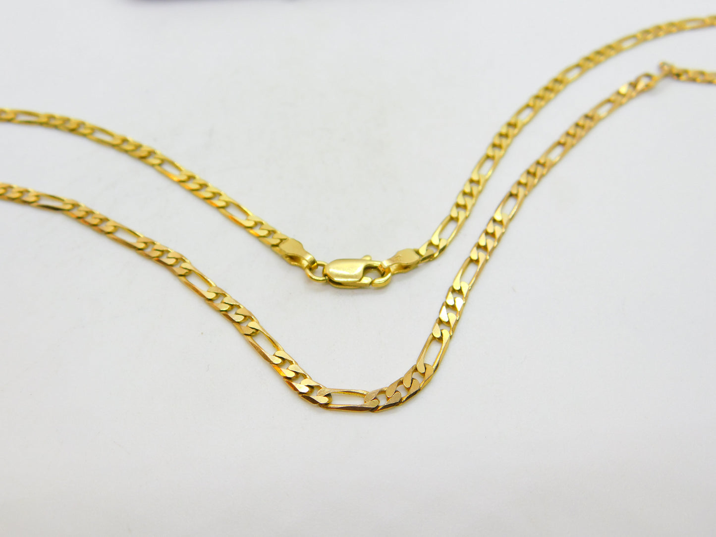 Italian 9ct Yellow Gold Figaro Link Chain Necklace 24" Length Vintage c1970