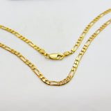 Italian 9ct Yellow Gold Figaro Link Chain Necklace 24" Length Vintage c1970