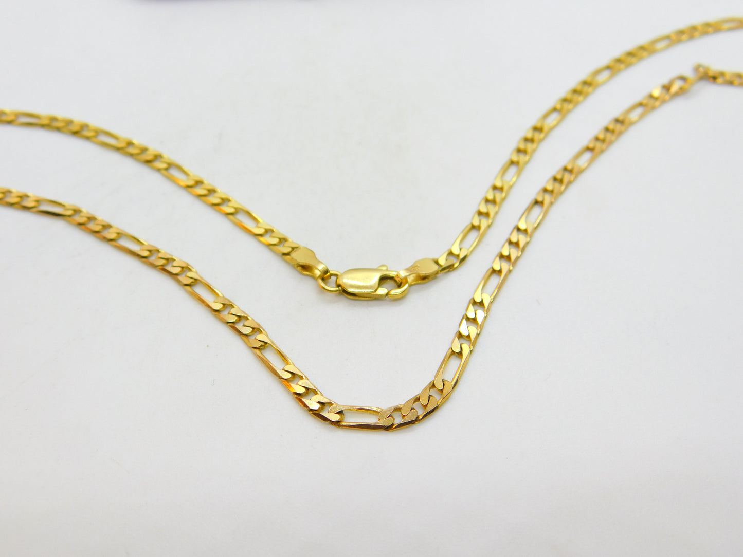 Italian 9ct Yellow Gold Figaro Link Chain Necklace 24" Length Vintage c1970