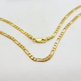 Italian 9ct Yellow Gold Figaro Link Chain Necklace 24" Length Vintage c1970