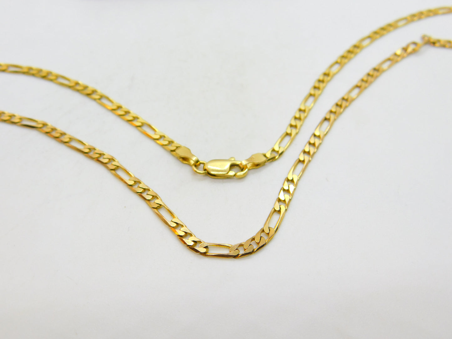 Italian 9ct Yellow Gold Figaro Link Chain Necklace 24" Length Vintage c1970