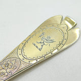 George I Boxed Set of Six Britannia Silver Gilt Trefid Dessert Spoons Antique 1717 London