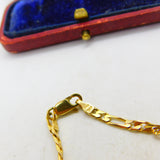 Italian 9ct Yellow Gold Figaro Link Chain Necklace 24" Length Vintage c1970