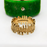 9ct Yellow Gold Textured Bark Pattern Band Ring Vintage 1970 Birmingham