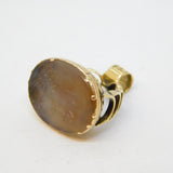George III 9ct Gold Carved Rock Crystal Oliver Cromwell Intaglio Fob Seal c1820