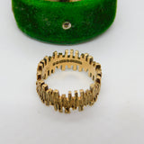 9ct Yellow Gold Textured Bark Pattern Band Ring Vintage 1970 Birmingham