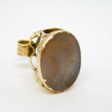 George III 9ct Gold Carved Rock Crystal Oliver Cromwell Intaglio Fob Seal c1820