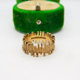 9ct Yellow Gold Textured Bark Pattern Band Ring Vintage 1970 Birmingham