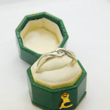 9ct White Gold & 0.1ct Diamond Crossover Ring Vintage c1990 London