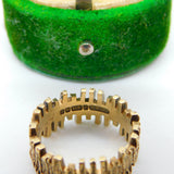 9ct Yellow Gold Textured Bark Pattern Band Ring Vintage 1970 Birmingham
