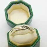 9ct White Gold & 0.1ct Diamond Crossover Ring Vintage c1990 London