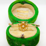 Edwardian 15ct Yellow Gold Seed Pearl Daisy Flower Brooch Antique c1910