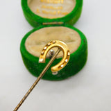 Victorian 15ct Yellow Gold Lucky Horseshoe Stick Pin Antique c1890
