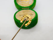 Victorian 15ct Yellow Gold Lucky Horseshoe Stick Pin Antique c1890