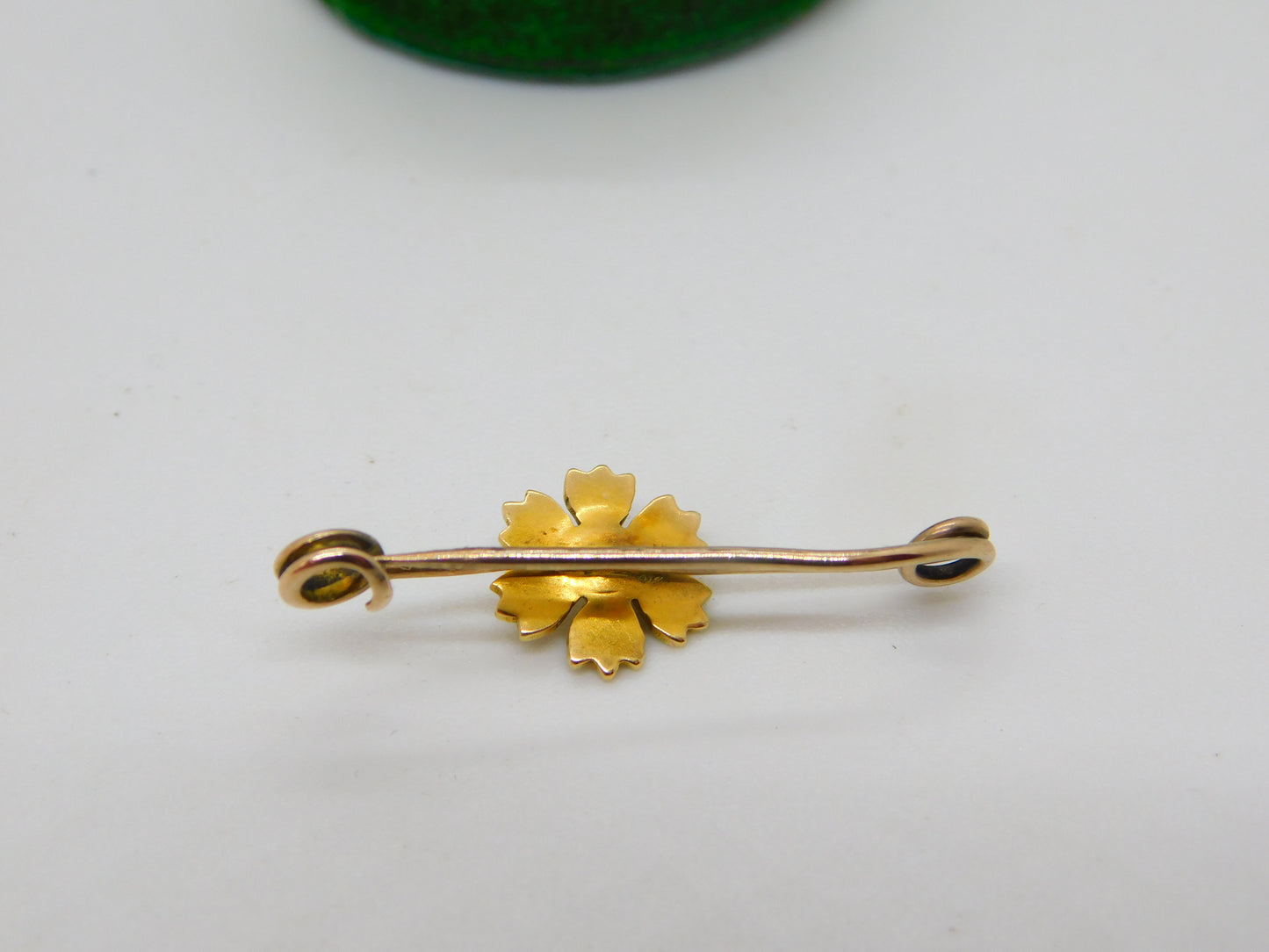 Edwardian 15ct Yellow Gold Seed Pearl Daisy Flower Brooch Antique c1910