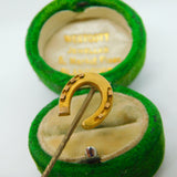 Victorian 15ct Yellow Gold Lucky Horseshoe Stick Pin Antique c1890