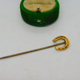 Victorian 15ct Yellow Gold Lucky Horseshoe Stick Pin Antique c1890