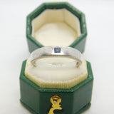 9ct White Gold & Square Cut Sapphire Dress Ring Vintage c1980 London